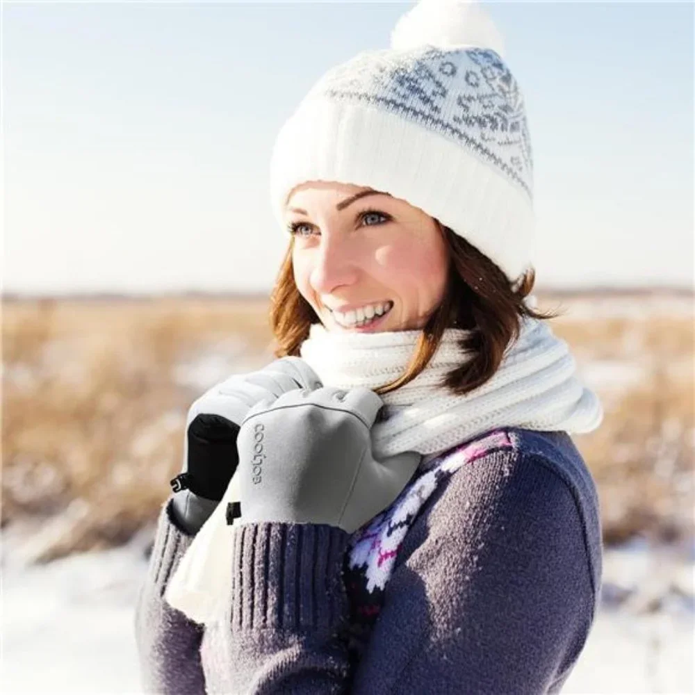 Unisex Touchscreen Winter Gloves Windproof Thermal Warm Gloves, Gray